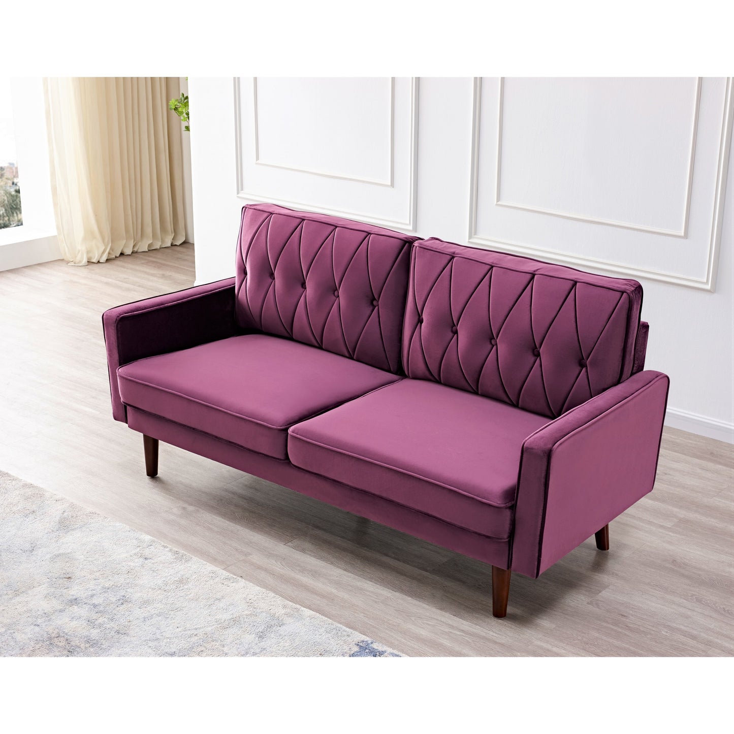 Canapé Feemster 69,3 large avec dossier en velours capitonné