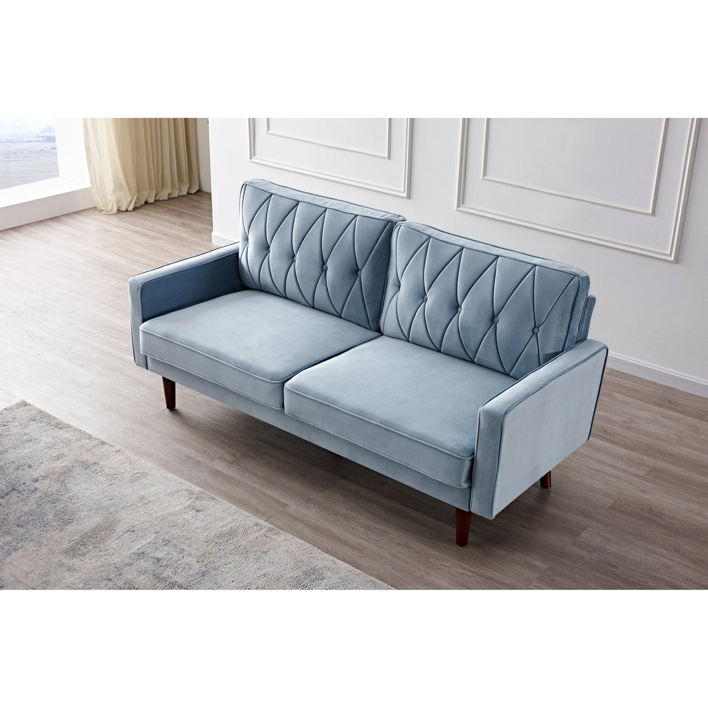 Canapé Feemster 69,3 large avec dossier en velours capitonné