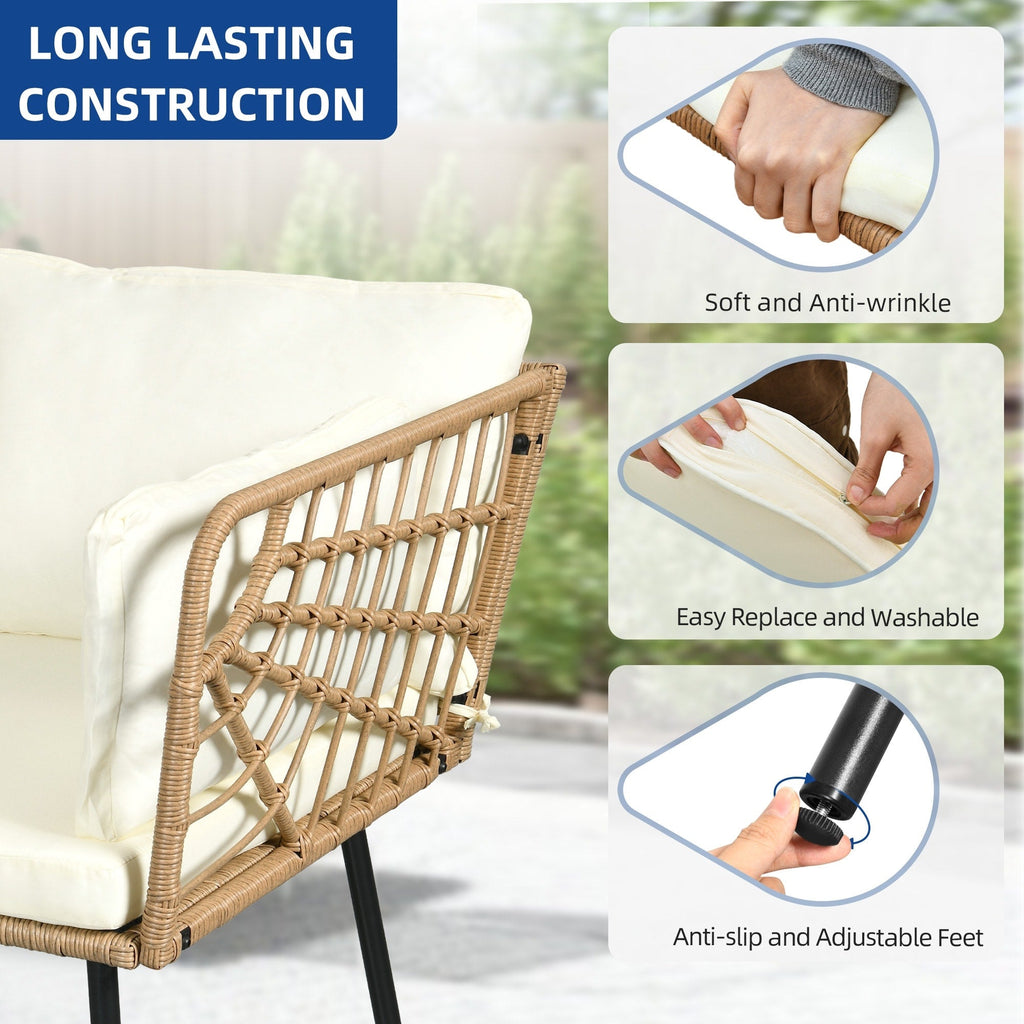 Ensemble de conversation pour patio extérieur Moasis 4 pièces, canapé sectionnel en osier, ensemble de canapé en forme de L avec table basse