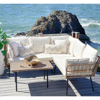 Ensemble de conversation pour patio extérieur Moasis 4 pièces, canapé sectionnel en osier, ensemble de canapé en forme de L avec table basse