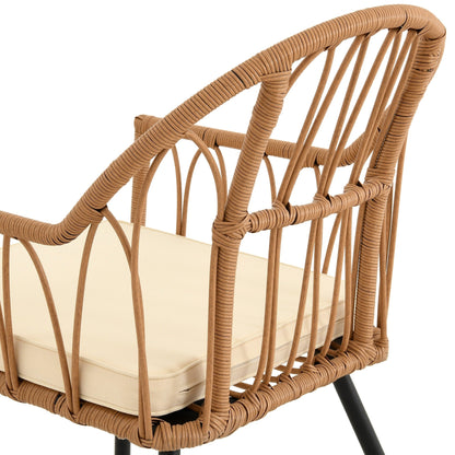 Ensemble de salle à manger d'extérieur en rotin Moasis 5 pièces, chaises et table en osier avec trou pour parasol