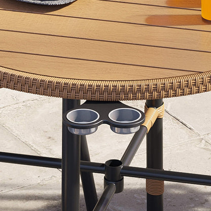 Ensemble de salle à manger d'extérieur en rotin Moasis 5 pièces, chaises et table en osier avec trou pour parasol