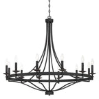Lustre Fidenza à 12 lumières, style Empire, style ferme moderne, avec roue de chariot et UL - D40'' * H135''