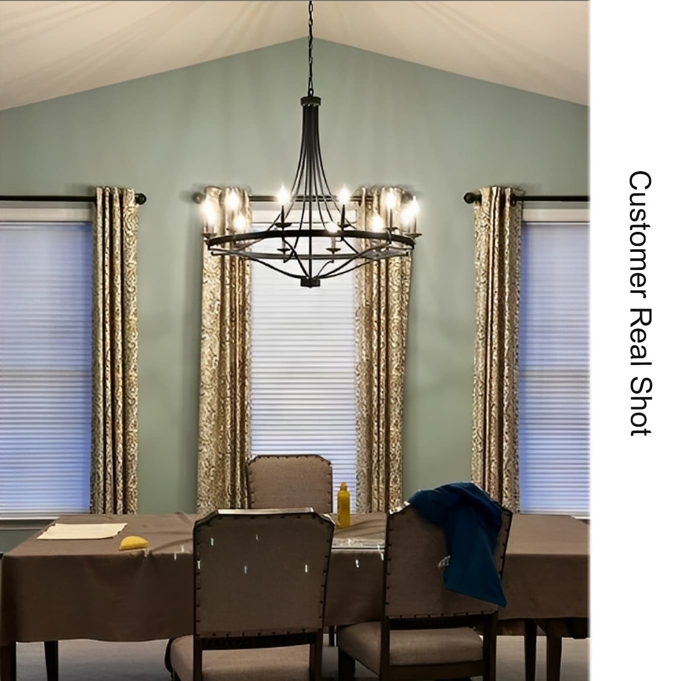 Lustre Fidenza à 12 lumières, style Empire, style ferme moderne, avec roue de chariot et UL - D40'' * H135''