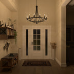 Lustre Fidenza à 12 lumières, style Empire, style ferme moderne, avec roue de chariot et UL - D40'' * H135''