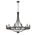 Lustre Fidenza à 12 lumières, style Empire, style ferme moderne, avec roue de chariot et UL - D40'' * H135''