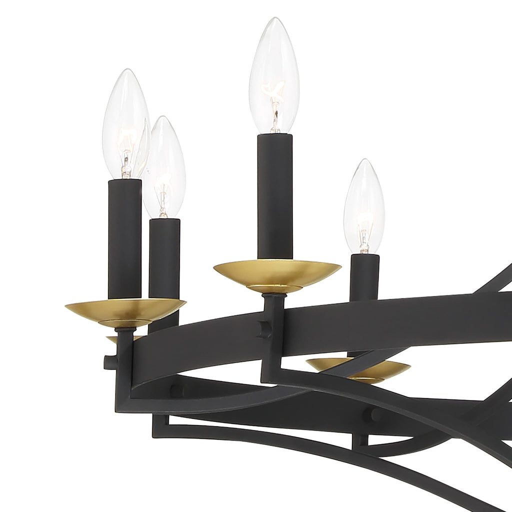 Lustre Fidenza à 12 lumières, style Empire, style ferme moderne, avec roue de chariot et UL - D40'' * H135''