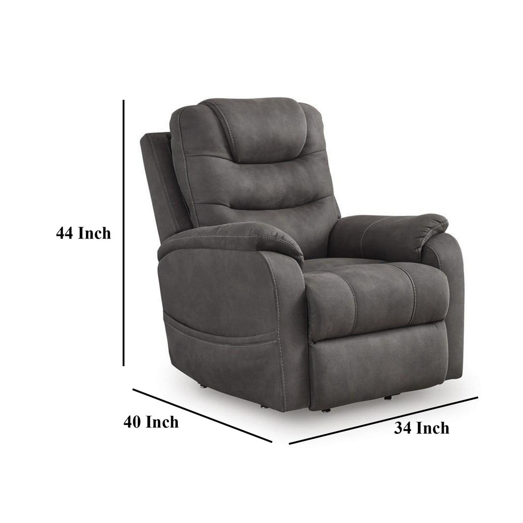 Fauteuil inclinable Fily Power Lift, massage thermique, 40 pouces, similicuir gris