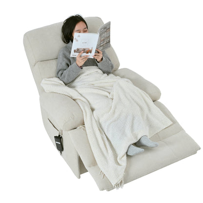 Fauteuil inclinable électrique en flanelle avec poche latérale