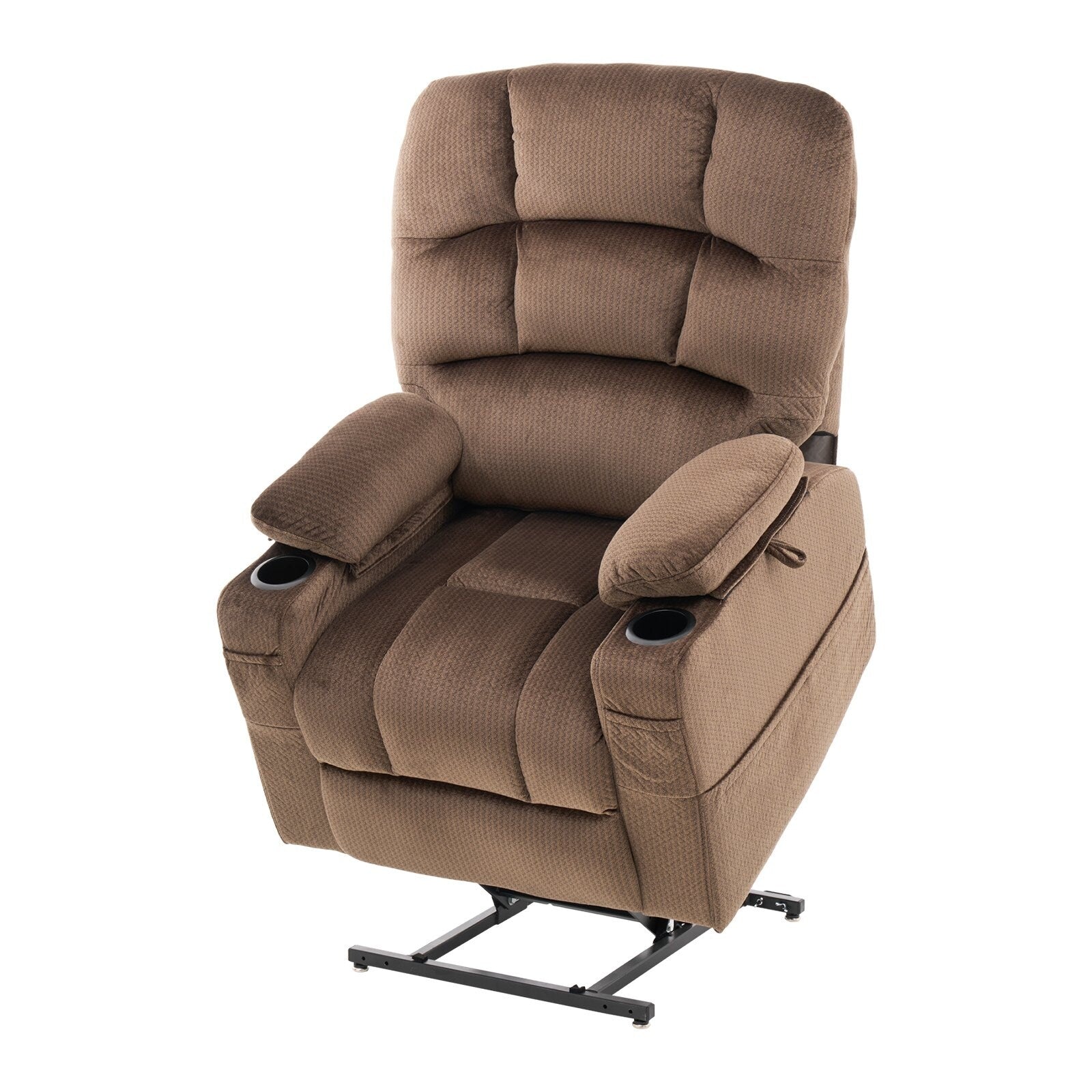 Fauteuil releveur à double moteur en flanelle, massage, chauffage et ports USB