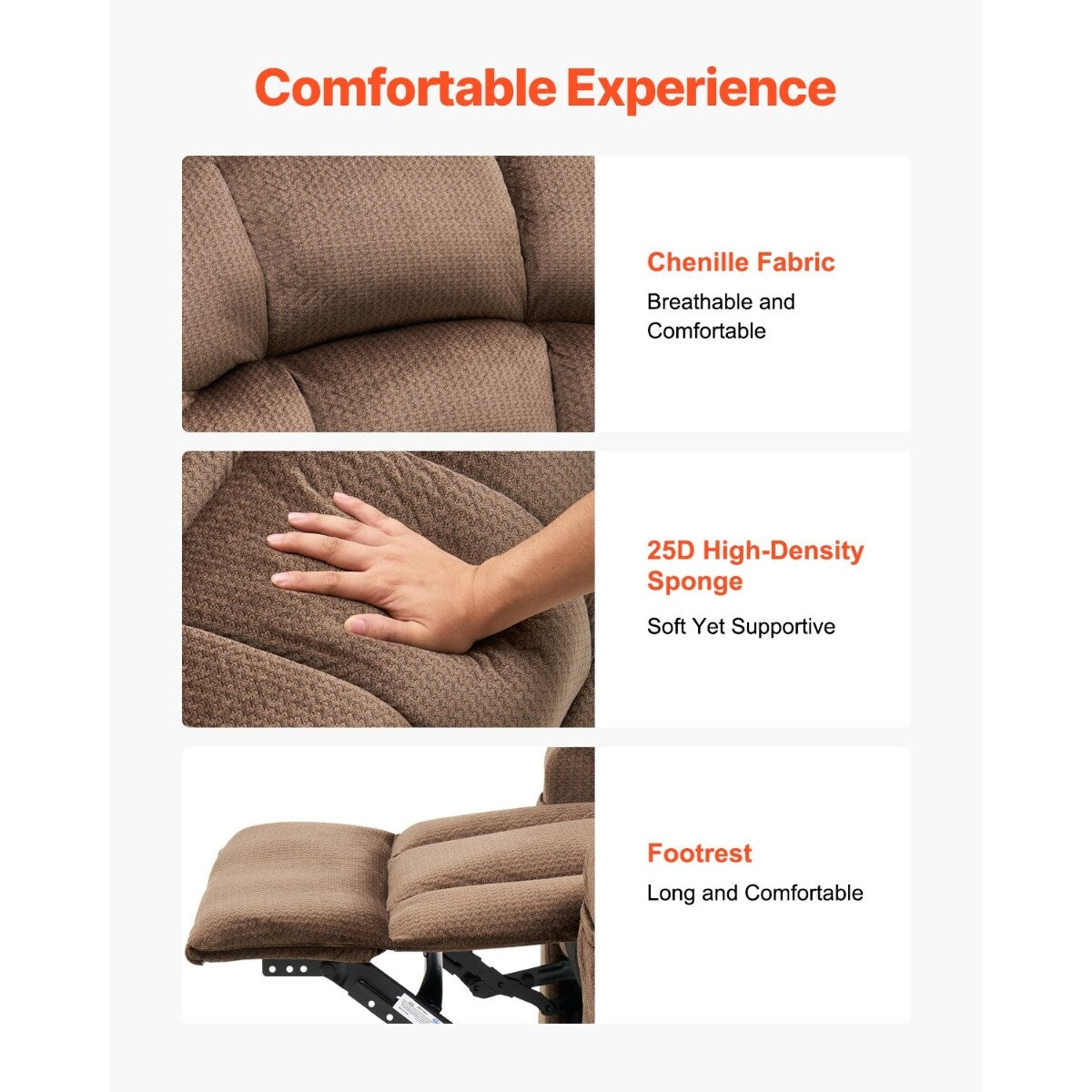 Fauteuil releveur à double moteur en flanelle, massage, chauffage et ports USB