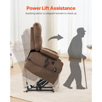 Fauteuil releveur à double moteur en flanelle, massage, chauffage et ports USB