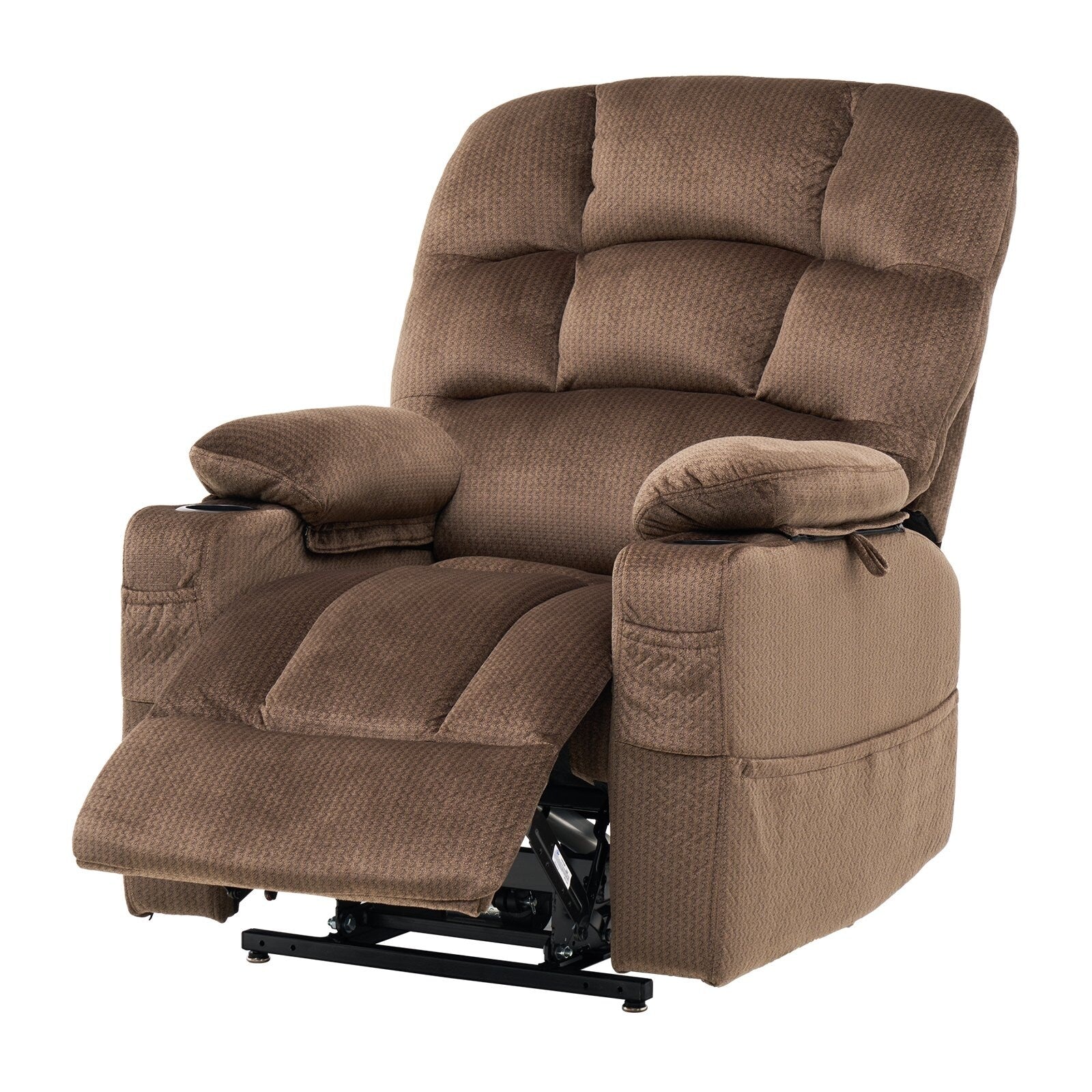 Fauteuil releveur à double moteur en flanelle, massage, chauffage et ports USB