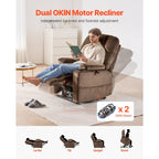 Fauteuil releveur à double moteur en flanelle, massage, chauffage et ports USB