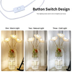 Lampadaire pastoral avec veilleuse LED en rotin tissé à la main – 27,5 cm (l) x 130 cm (h)