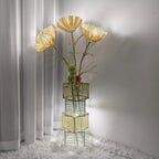 Lampadaire pastoral avec veilleuse LED en rotin tissé à la main – 27,5 cm (l) x 130 cm (h)