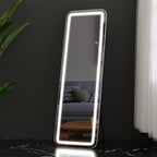Miroir de sol avec éclairage LED, miroir pleine longueur 64 x 21 avec support, miroir suspendu, miroir mural, miroir intégral