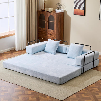 Canapé-lit convertible avec dossier coussiné en tissu chenille pour salon et chambre à coucher