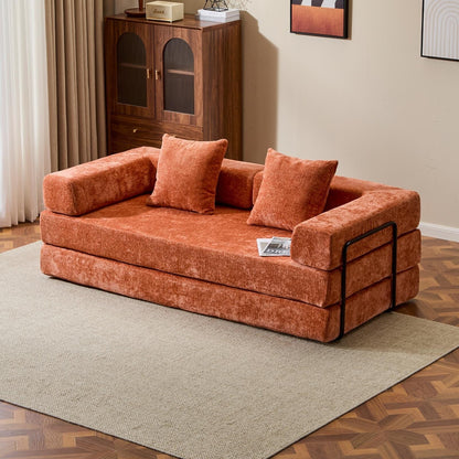 Canapé-lit convertible avec dossier coussiné en tissu chenille pour salon et chambre à coucher