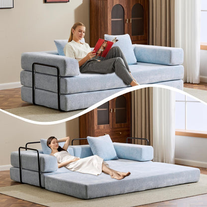 Canapé-lit convertible avec dossier coussiné en tissu chenille pour salon et chambre à coucher