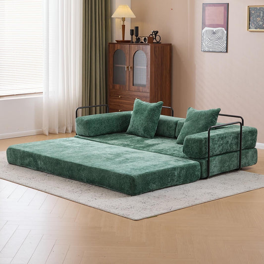 Canapé-lit convertible avec dossier coussiné en tissu chenille pour salon et chambre à coucher