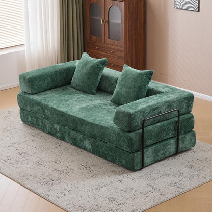 Canapé-lit convertible avec dossier coussiné en tissu chenille pour salon et chambre à coucher