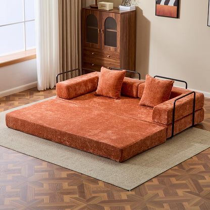 Canapé-lit convertible avec dossier coussiné en tissu chenille pour salon et chambre à coucher