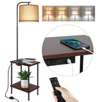 Lampadaire de 62 pouces avec table carrée pour magazines - noyer