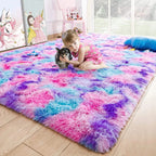 Tapis de jeu arc-en-ciel moelleux pour chambre d'enfant