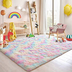 Tapis de jeu arc-en-ciel moelleux pour chambre d'enfant