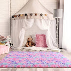 Tapis de jeu arc-en-ciel moelleux pour chambre d'enfant