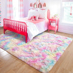 Tapis de jeu arc-en-ciel moelleux pour chambre d'enfant