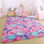 Tapis de jeu arc-en-ciel moelleux pour chambre d'enfant