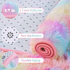 Tapis de jeu arc-en-ciel moelleux pour chambre d'enfant