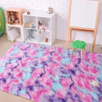 Tapis de jeu arc-en-ciel moelleux pour chambre d'enfant