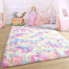 Tapis de jeu arc-en-ciel moelleux pour chambre d'enfant