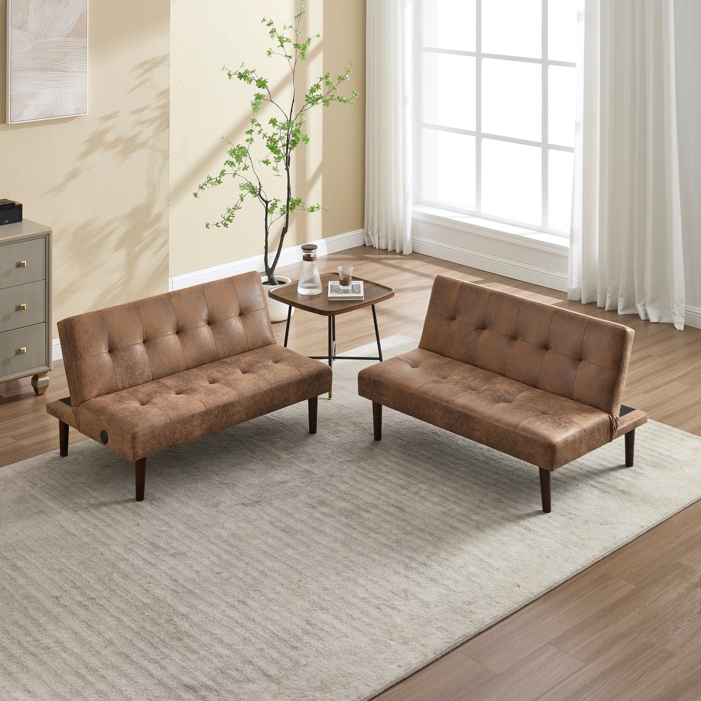 Canapé-lit pliable et tendance, dossier en flanelle haut de gamme, canapé inclinable et futon réglable, canapé moderne et tendance avec port de chargement