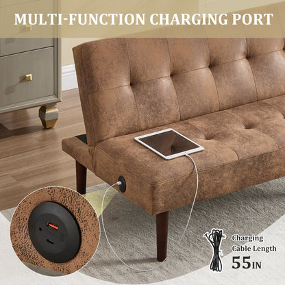 Canapé-lit pliable et tendance, dossier en flanelle haut de gamme, canapé inclinable et futon réglable, canapé moderne et tendance avec port de chargement