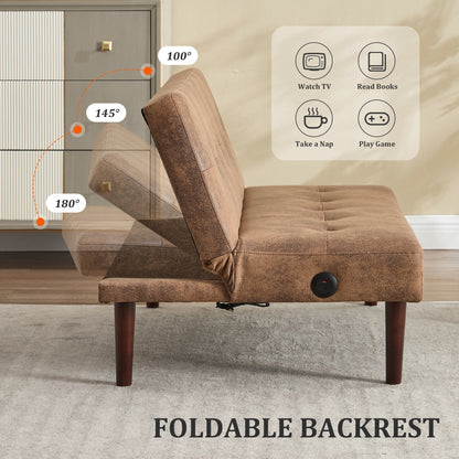 Canapé-lit pliable et tendance, dossier en flanelle haut de gamme, canapé inclinable et futon réglable, canapé moderne et tendance avec port de chargement