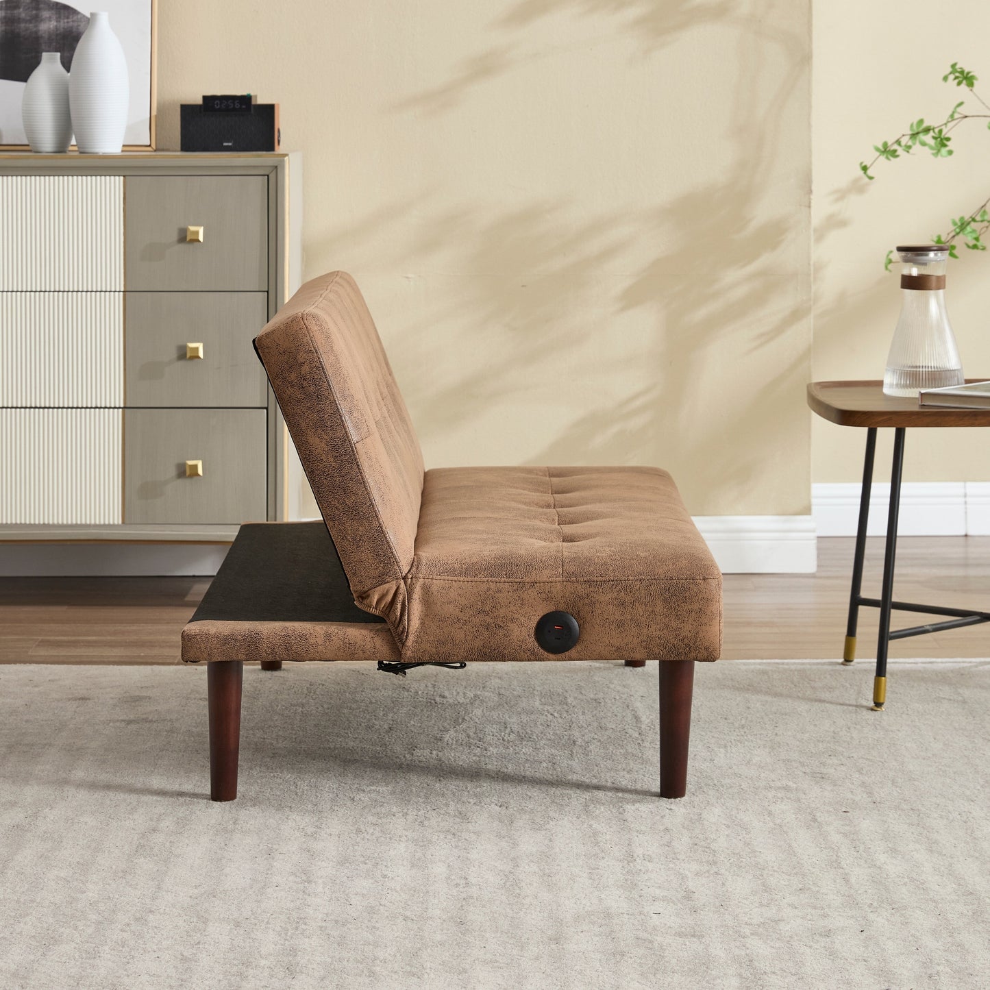 Canapé-lit pliable et tendance, dossier en flanelle haut de gamme, canapé inclinable et futon réglable, canapé moderne et tendance avec port de chargement