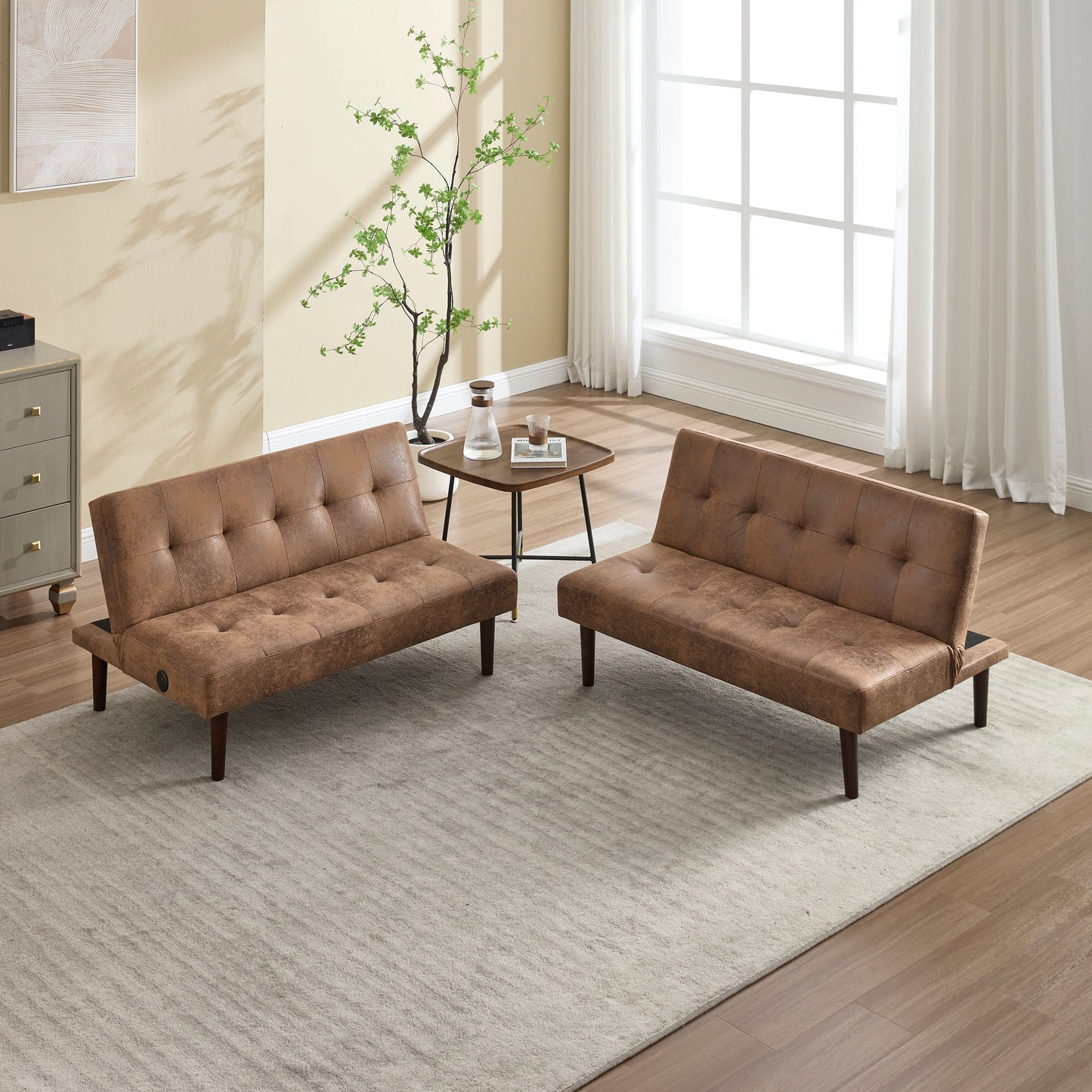 Canapé-lit pliable et tendance, dossier en flanelle haut de gamme, canapé inclinable et futon réglable, canapé moderne et tendance avec port de chargement