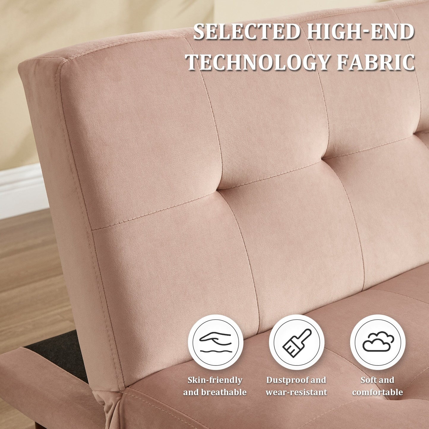 Canapé-lit pliable et tendance, dossier en flanelle haut de gamme, canapé inclinable et futon réglable, canapé moderne et tendance avec port de chargement