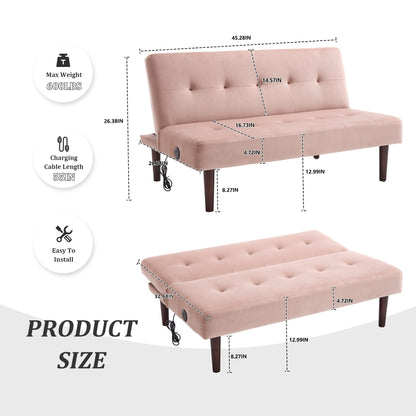 Canapé-lit pliable et tendance, dossier en flanelle haut de gamme, canapé inclinable et futon réglable, canapé moderne et tendance avec port de chargement