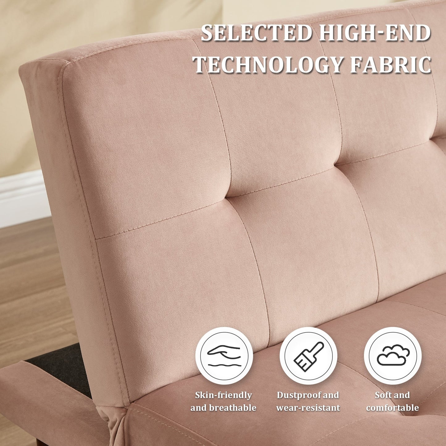 Canapé-lit pliable et tendance, dossier en flanelle haut de gamme, canapé inclinable et futon réglable, canapé moderne et tendance avec port de chargement