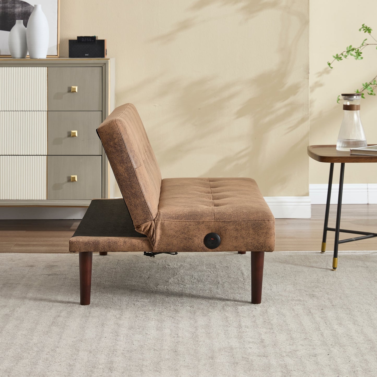 Canapé-lit pliable et tendance, dossier en flanelle haut de gamme, canapé inclinable et futon réglable, canapé moderne et tendance avec port de chargement