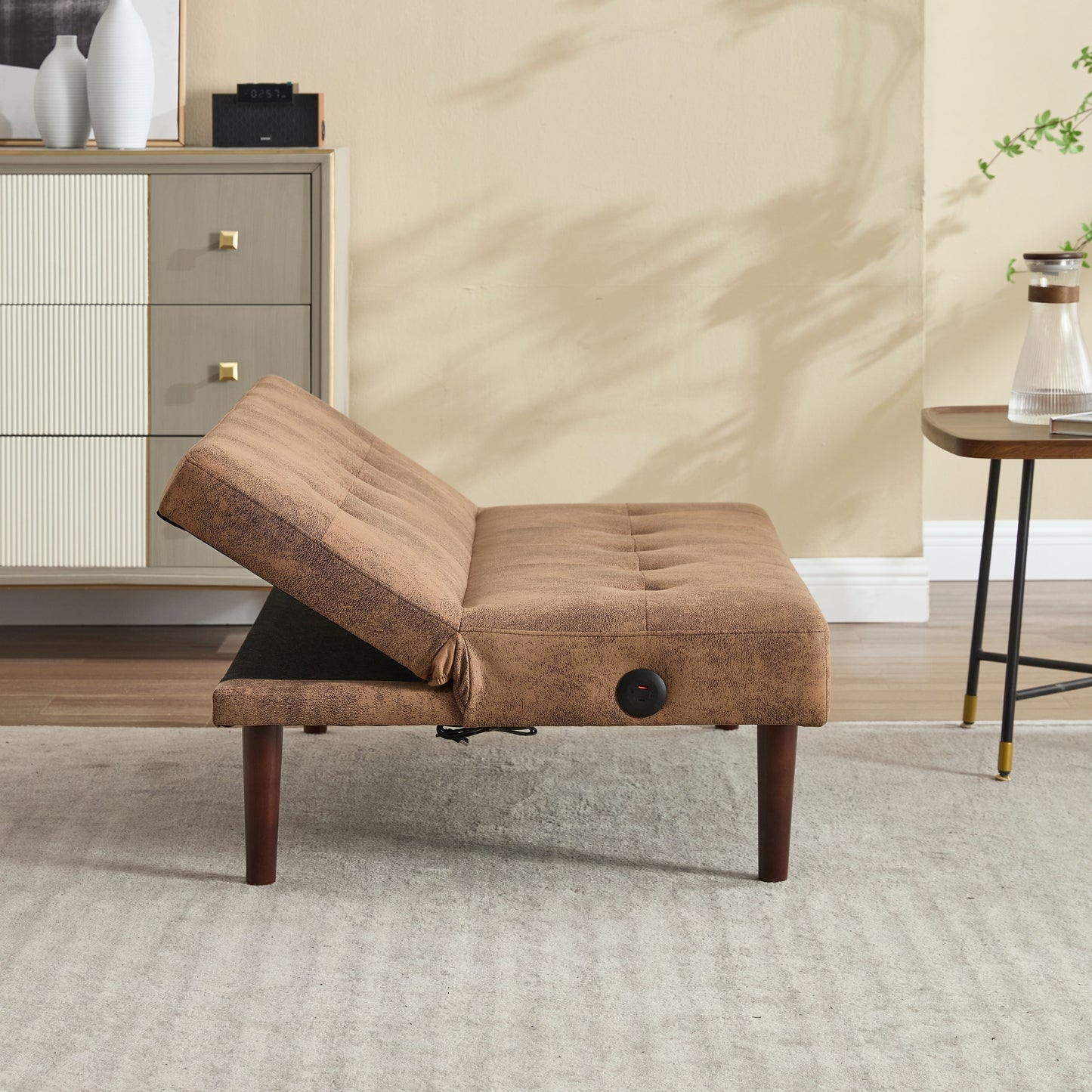 Canapé-lit pliable et tendance, dossier en flanelle haut de gamme, canapé inclinable et futon réglable, canapé moderne et tendance avec port de chargement
