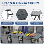 Ensemble de salle à manger de patio 7 pièces EROMMY avec chaises longues pliantes et table en aluminium, mobilier d'extérieur pour jardin, terrasse ou balcon.