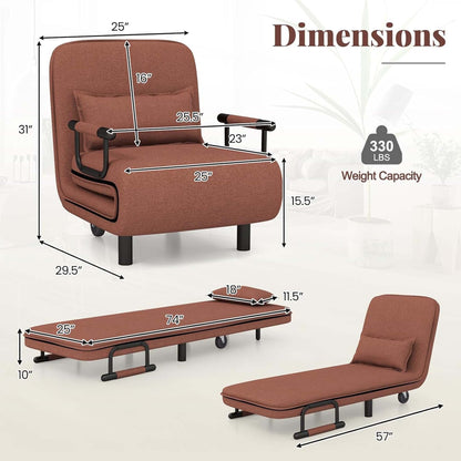 Fauteuil-lit pliant convertible avec dossier réglable