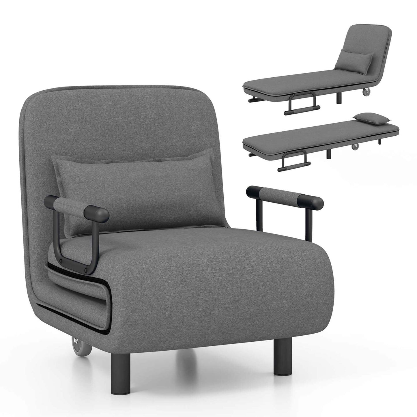 Fauteuil-lit pliant convertible avec dossier réglable