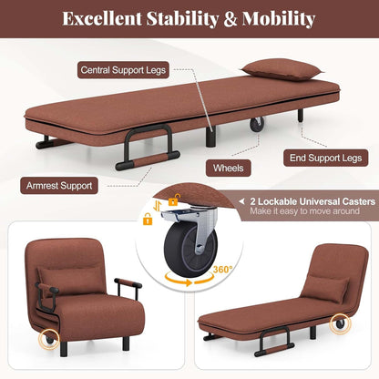 Fauteuil-lit pliant convertible avec dossier réglable